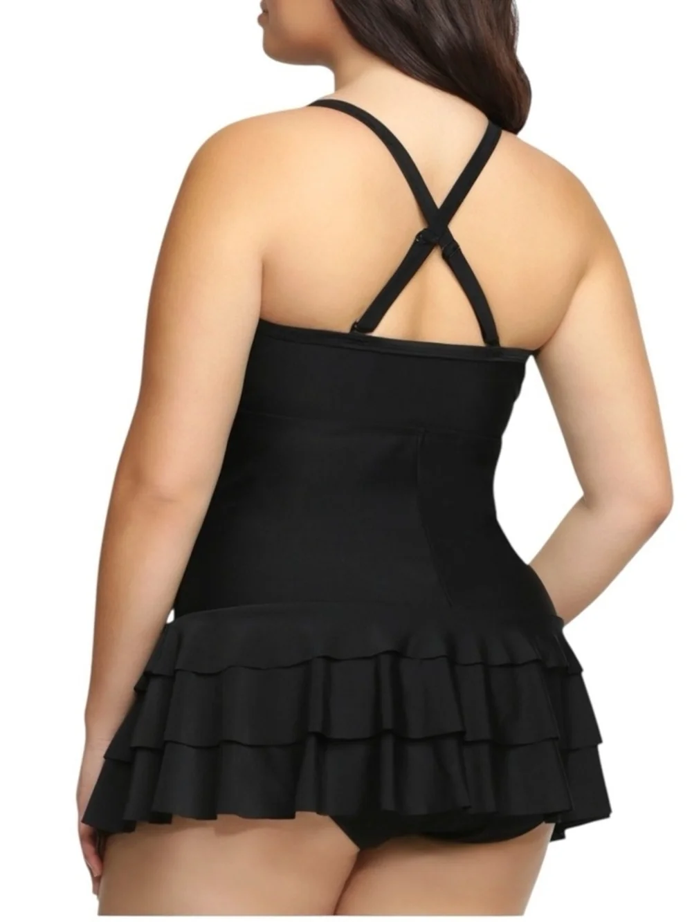 GUC Torrid Black Onepiece Swimdress With Convertible Back- Size 4x - Picture 2 of 12